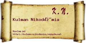 Kulman Nikodémia névjegykártya